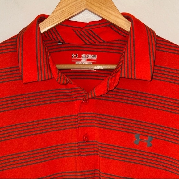 Under Armour Men's Orange Striped Polo Shirt - Picture 2 of 6